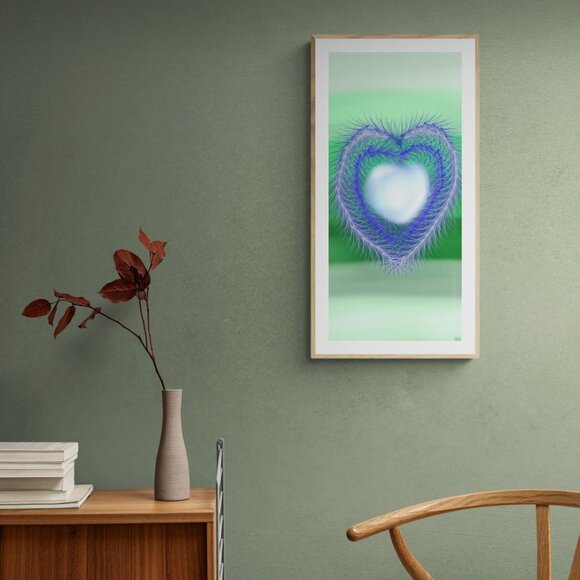 Purple Glowing Heart | Valentine’s Day | romantic art | love| Minimalist Print - Picture 3 of 3